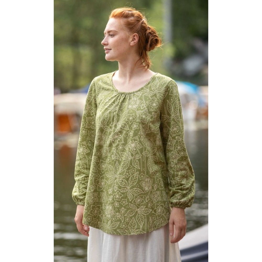 Gudrun Sjoden Venezia Womens Top XL Organic Cotton Long Sleeve Lagenlook Boho